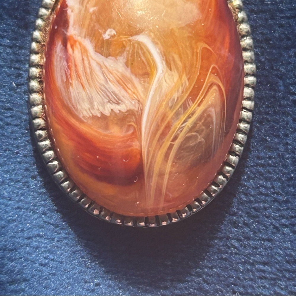 Vintage Agate Pendant With Natural Phoenix Cabochon Silver Setting (acid tested) - Picture 4 of 6